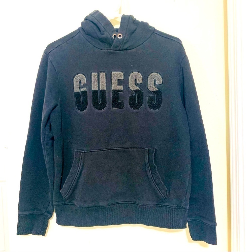 GUESS black embroidered hoodie sweatshirt size S